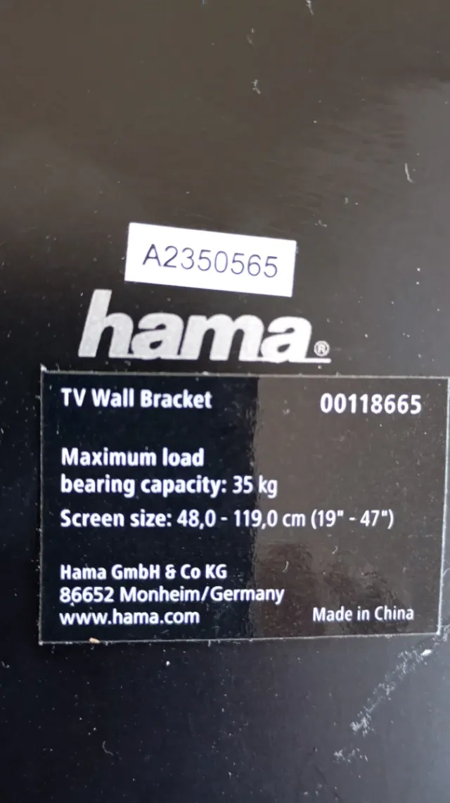 Soporte TV Pared Hama Negro