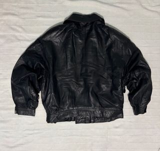 Chaqueta Biker Cuero Vintage Cortefiel Negra XL