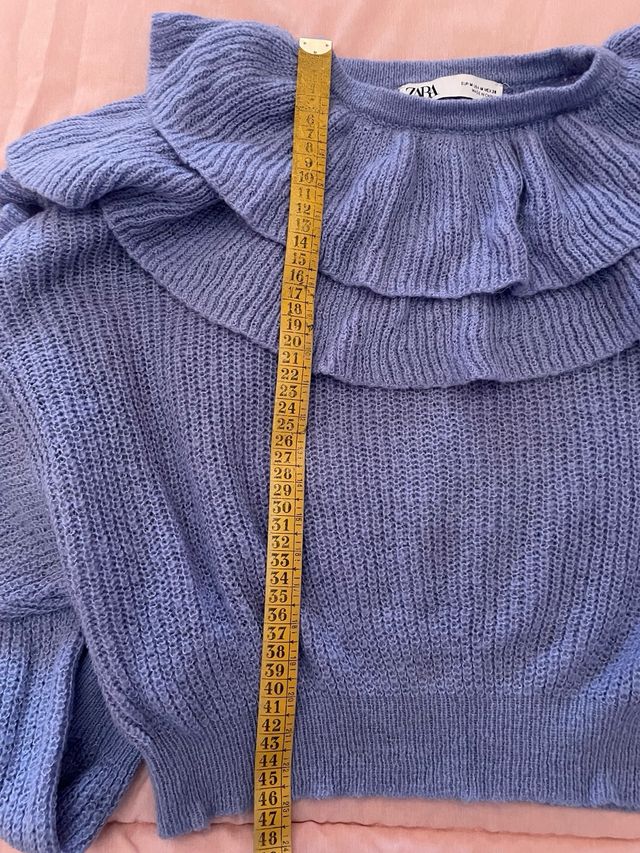 Jersey Zara cropped volantes morado T.M