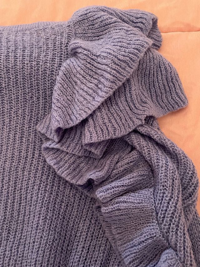 Jersey Zara cropped volantes morado T.M