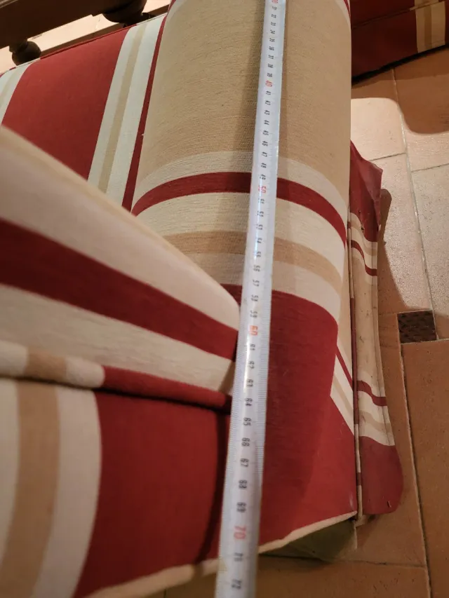 Juego /sofás/ tela a rayas /3 plazas y 2 sillones