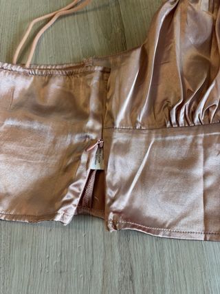 Top Shein raso rosa cerniera laterale taglia XS