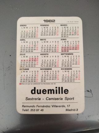 Calendarios Bolsillo 1982