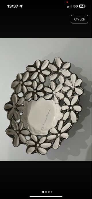 Ciotolina Claraluna Fiori Argento e Bianco