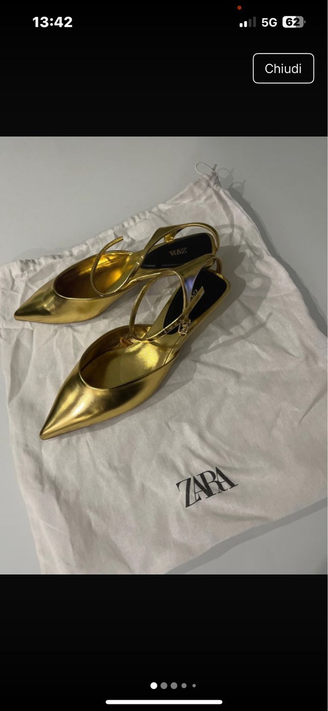 Décolleté Zara oro tacco gattino