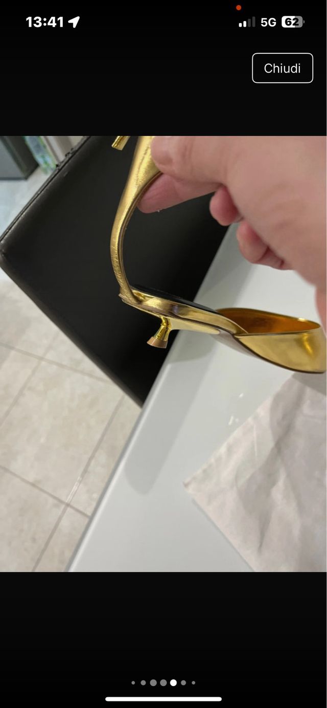 Décolleté Zara oro tacco gattino