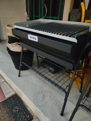 Barbecue in acciaio inox 80x50 cm a carbone o legna da ardere