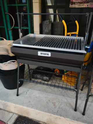 Barbecue in acciaio inox 80x50 cm a carbone o legna da ardere