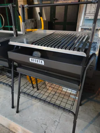 Barbecue in acciaio inox 80x50 cm a carbone o legna da ardere