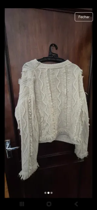 Blusa Zara bege com franjas