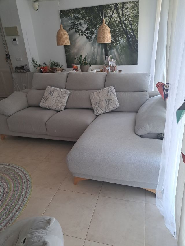 Sofá modular tela beige y gris