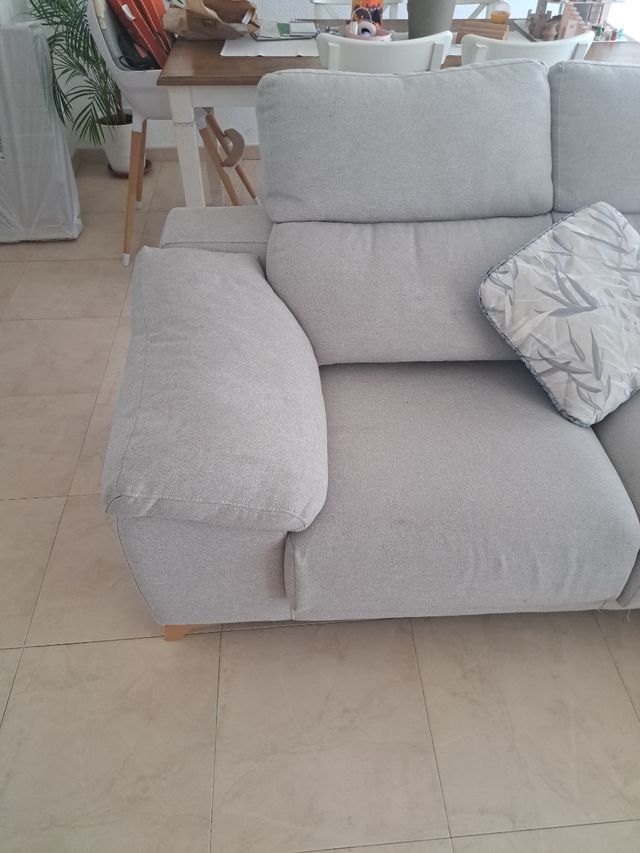 Sofá modular tela beige y gris