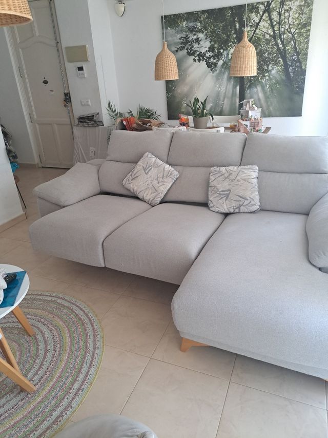 Sofá modular tela beige y gris