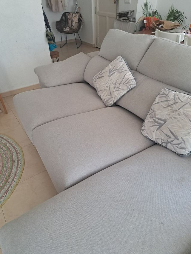 Sofá modular tela beige y gris