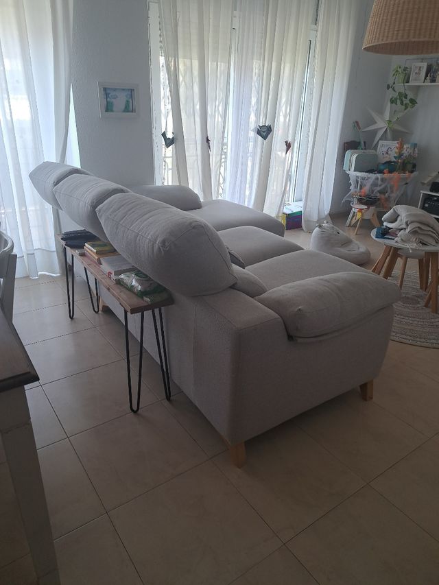 Sofá modular tela beige y gris