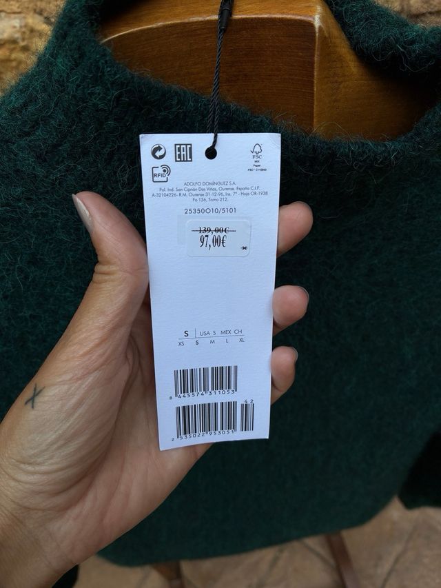 Jersey Adolfo Dominguez Verde Talla S