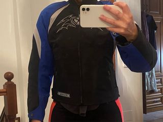 Chaqueta Moto Unisex Negra y Azul
