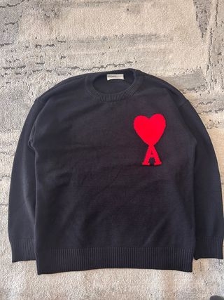 Sweater Ami Paris Preta e Vermelha Size M