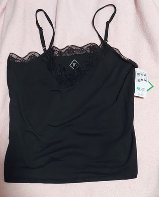 Camiseta TEX tirantes encaje negra Talla M