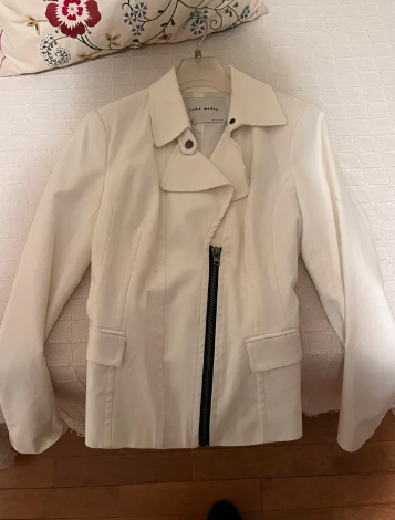Blazer Zara Blanco Cremallera Asimétrica