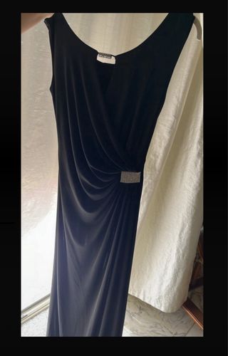 Abito lungo nero con strass