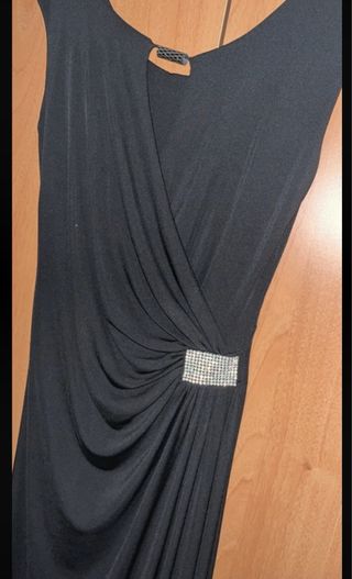 Abito lungo nero con strass