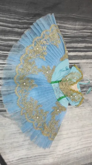 Tutú ballet niña azul y dorado 5-6 años