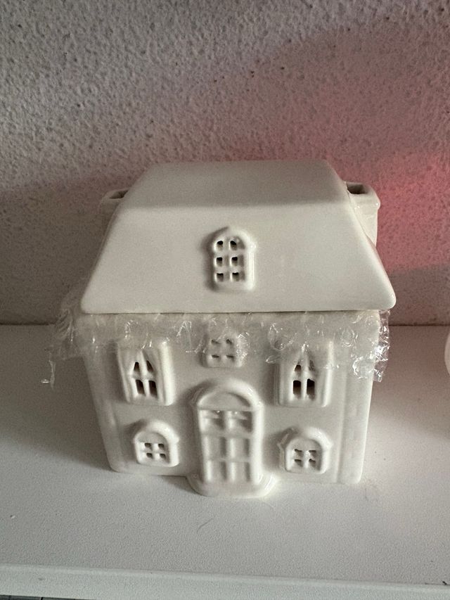 Quemador Cera Casa Blanca Cerámica