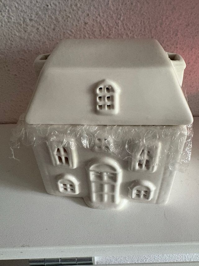 Quemador Cera Casa Blanca Cerámica