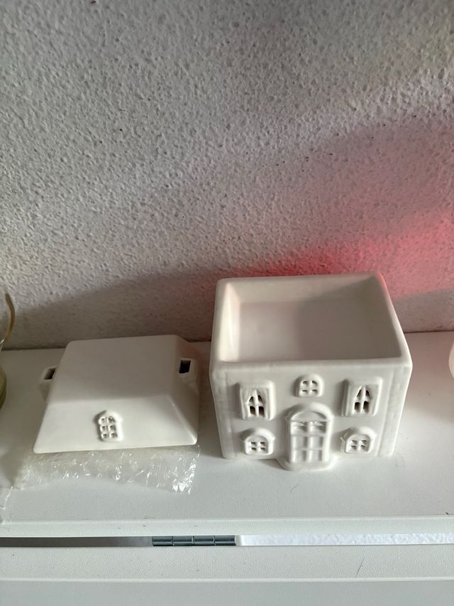 Quemador Cera Casa Blanca Cerámica