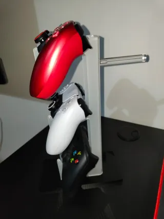 Supporto 3 joystick e cuffie da scrivania gaming