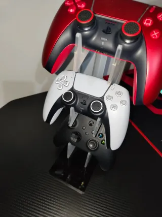 Supporto 3 joystick e cuffie da scrivania gaming