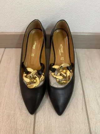 Décolleté Effeel Pelle Nera Oro Tg 40