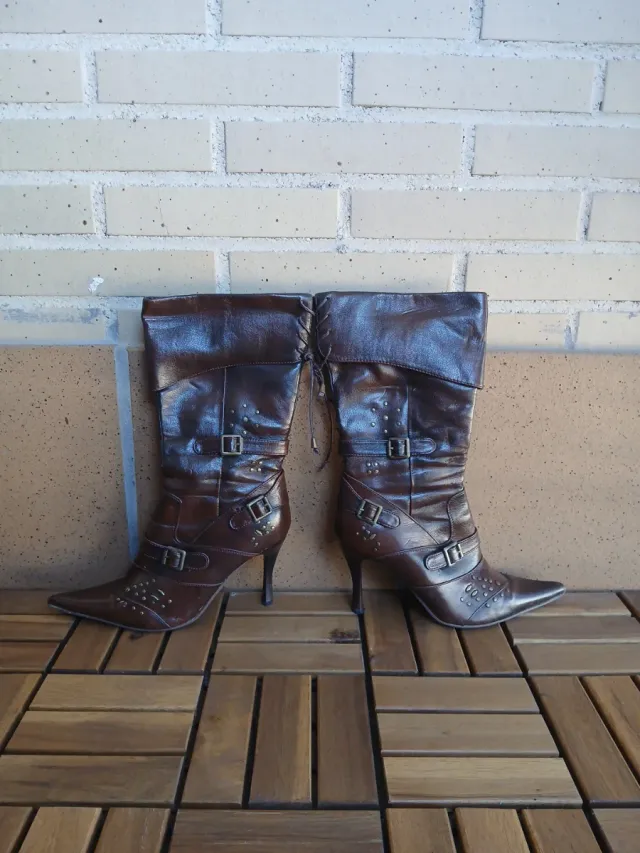 Botas de tacón mujer marrones