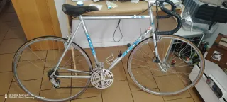 Bicicleta de carretera plateada