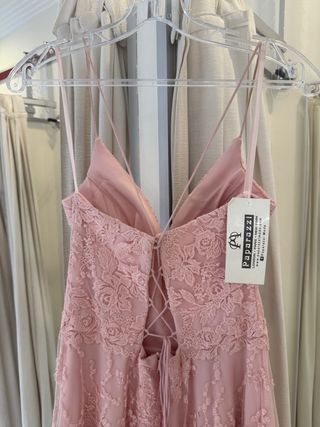 Vestido largo fiesta encaje rosa