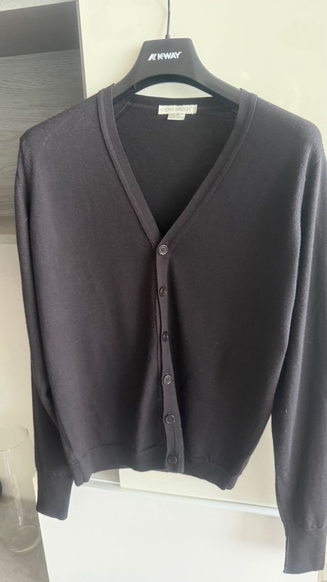 JOHN SMEDLEY Cardigan Uomo Lana Merino marrone