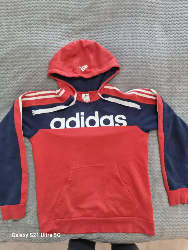 Sudadera Adidas con Capucha Roja y Azul talla S