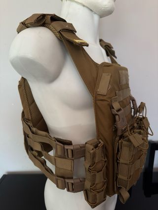 Chaleco Táctico Airsoft Coyote +  4 Porta Cargador