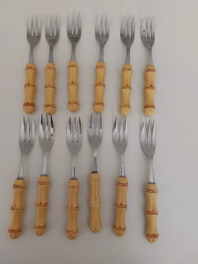 Set 12 forchettine vintage bambù