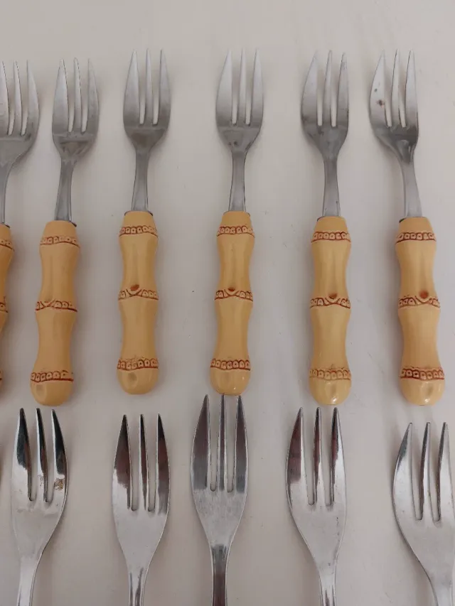 Set 12 forchettine vintage bambù