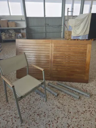 Conjunto mesa extensible madera y metal