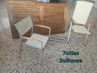 Conjunto mesa extensible madera y metal