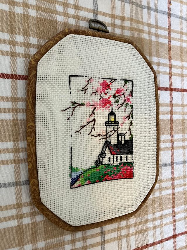 Cuadro Punto Cruz Faro Flores