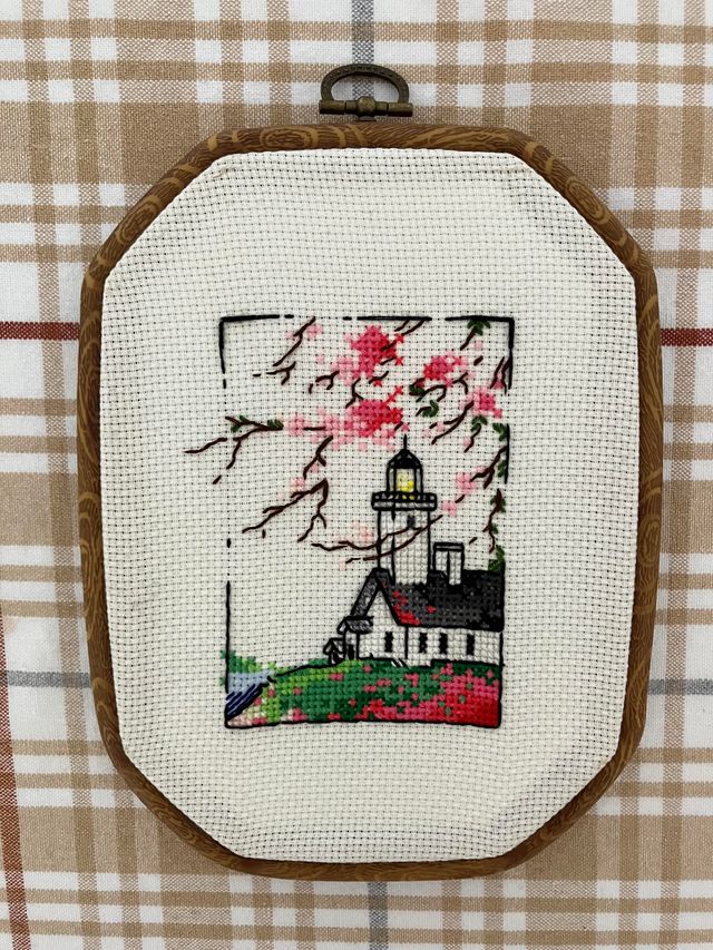 Cuadro Punto Cruz Faro Flores