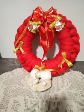 Ghirlanda Natale Marshmallow Rosso