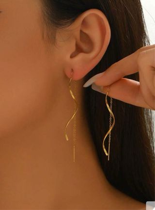 Pendientes largos dorados con cadena