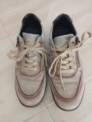 Zapatos de piel mujer beige/marrón