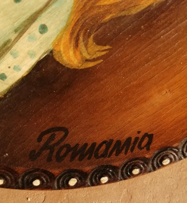 2 Platos madera niños llorando antiguo vintage