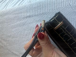 Bandolera Ralph Lauren Cocodrilo Negra y Dorada